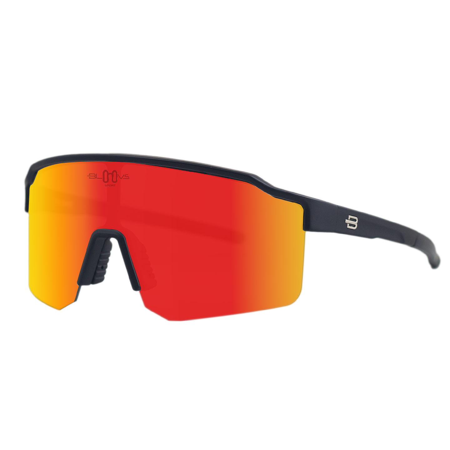 Sport Sunglasses Polarized TAROKO MATTE BLACK RED MIRROR Bloovs Eyewear
