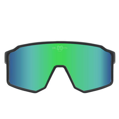 Sport Polarized Sunglasses COPENHAGUE MATTE BLACK GREEN Bloovs Eyewear