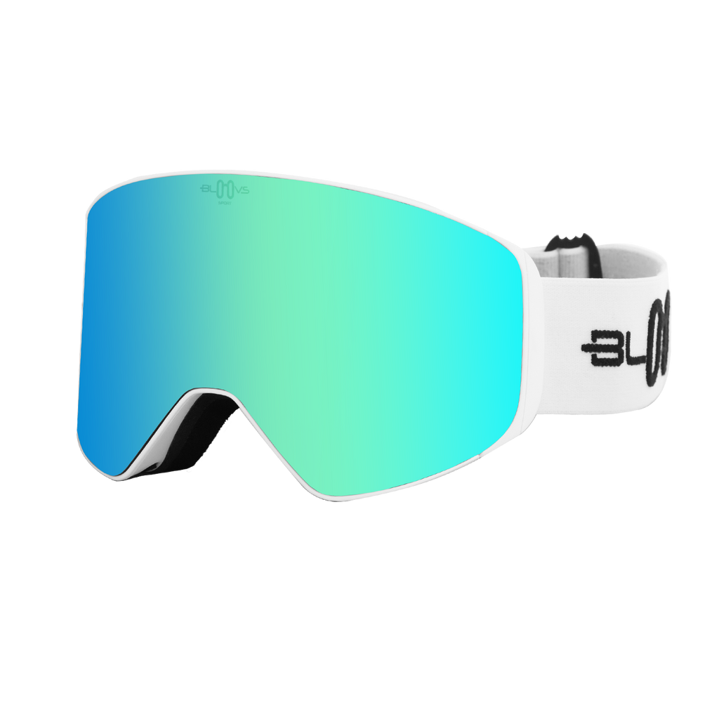Performance Ski and Snow Goggles ASPEN MATTE WHITE CLEAR BLUE Bloovs Eyewear