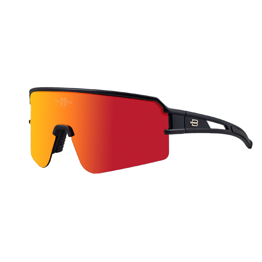 Performance Sport Sunglasses FLANDES MATTE BLACK RED Bloovs Eyewear