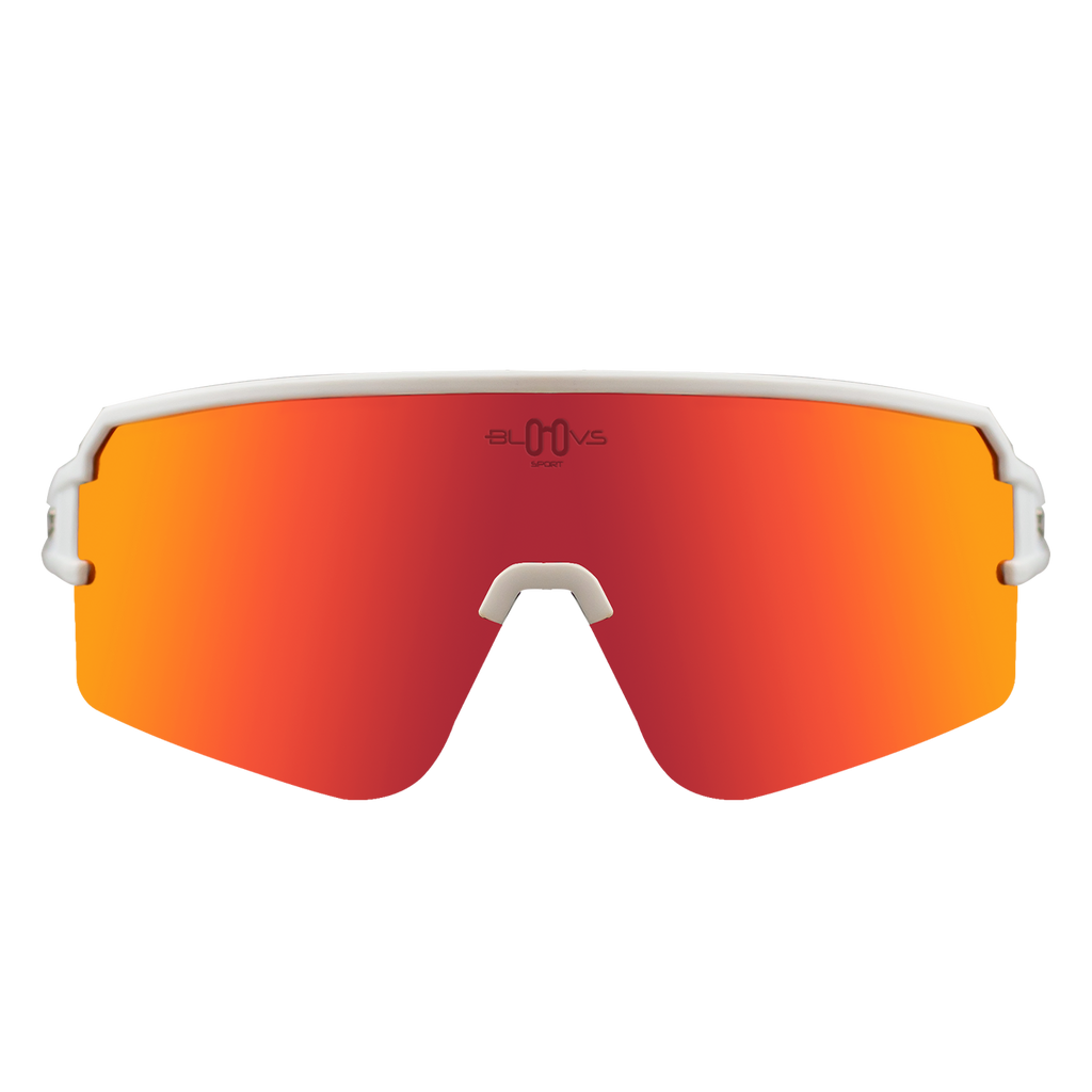 Performance Sport Sunglasses FLANDES MATTE WHITE ORANGE Bloovs Eyewear