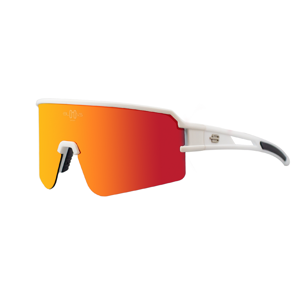 Performance Sport Sunglasses FLANDES MATTE WHITE ORANGE Bloovs Eyewear