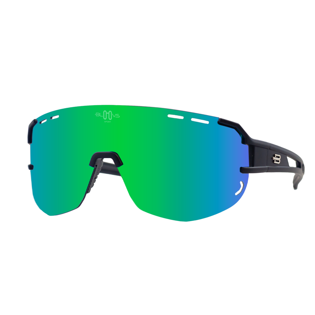 Performance Sport Sunglasses Polarized ITEN MATTE BLACK GREEN Bloovs Eyewear
