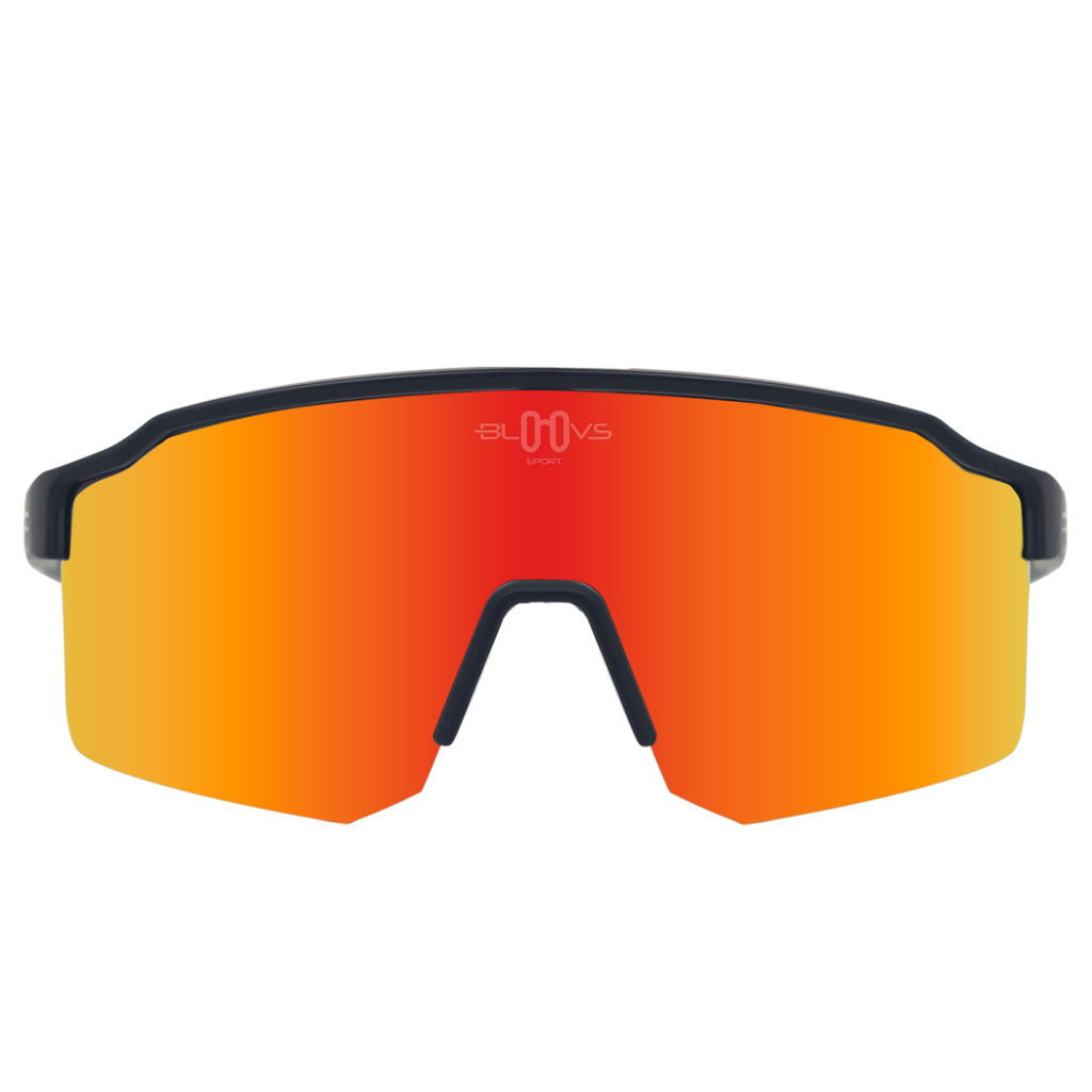 Sport Sunglasses Polarized TAROKO MATTE BLACK RED MIRROR Bloovs Eyewear